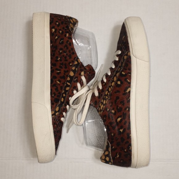 Madewell Low Top Painted Leopard Colorblock Calf Hair Lace Up Sneakers - Picture 3 of 9